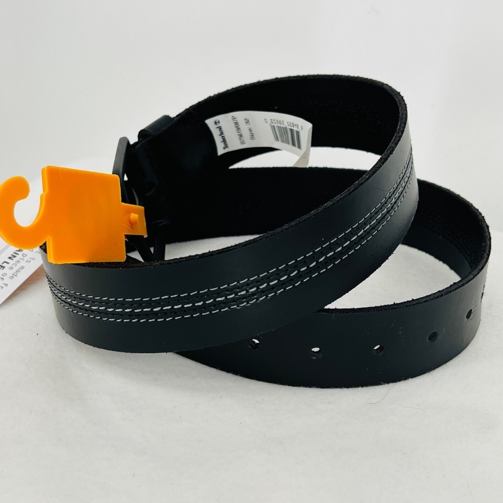 NWT Timberland Men's Black Full Grain Leather Belt Size 32 MSRP $55.00